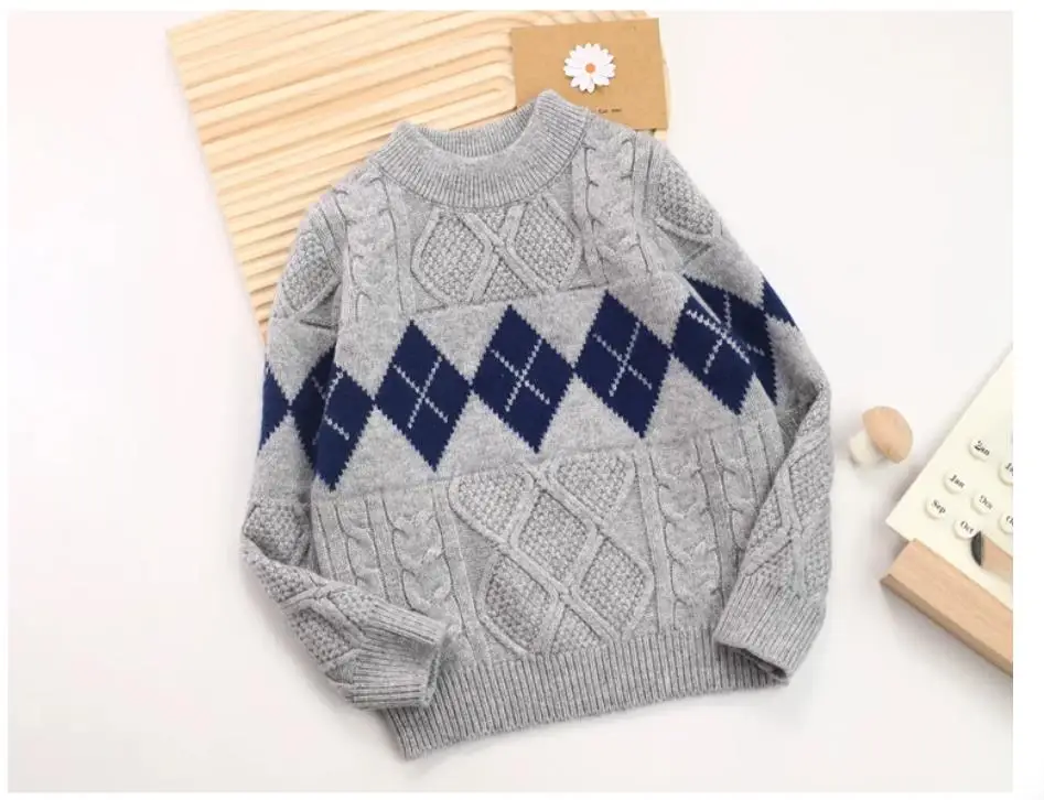 Boy's sweater with two shirt collars