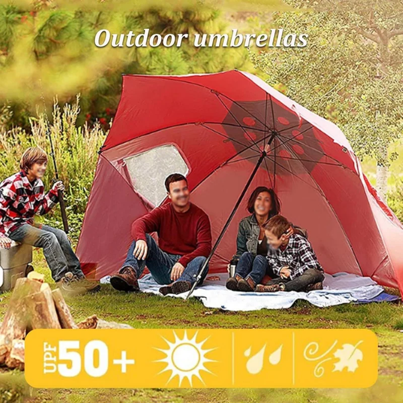 Windproof Beach Umbrella UPF 50+ With Sand Anchor & Tilt Portable Foldable Sunshade For Patio Garden Pool Backyard Lawn Outdoor image 2