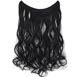 TOPREETY Synthetic Heat Resistant Hair Silky Curly Elasticity Invisible Wire Hair Extensions 8008