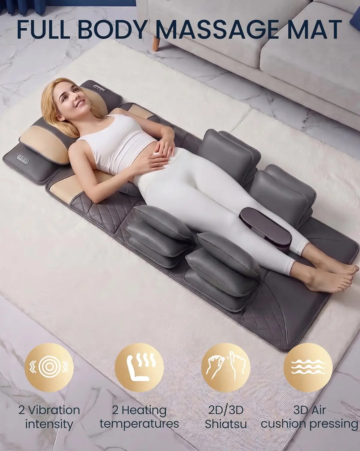 Heat Traction Airbag Compression Vibration Stretch Shiatsu Neck Roller Body Mat