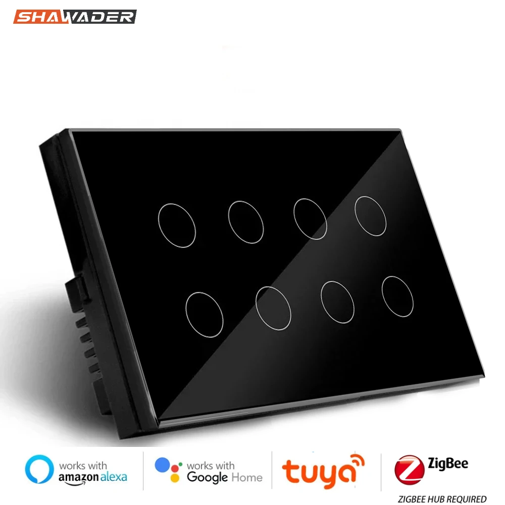 Melery Zigbee Smart Switch Interruptor Glass Panel 8/10 Gang 147 Touch Sensor Light Wall Tuya App di Alexa Google Home