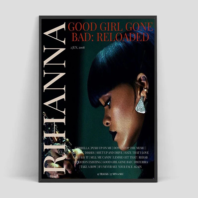 المغني R-RIHANNAs الجمال المشارك غرفة المعيشة المنزلي الديكور جدار ديكور خمر صورة الزخرفية الفن جدارية الملصقات الداخلية #6