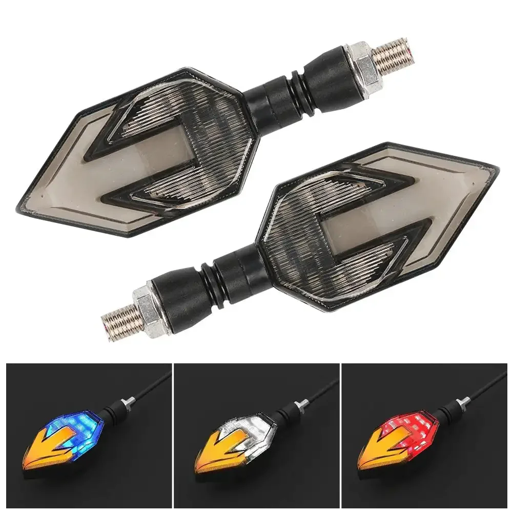 Motorcycle LED Turn Signal Light Two-color Turn Signal Lamp with Arrow Turning Direction Light Motorcycle Indicators Accessories