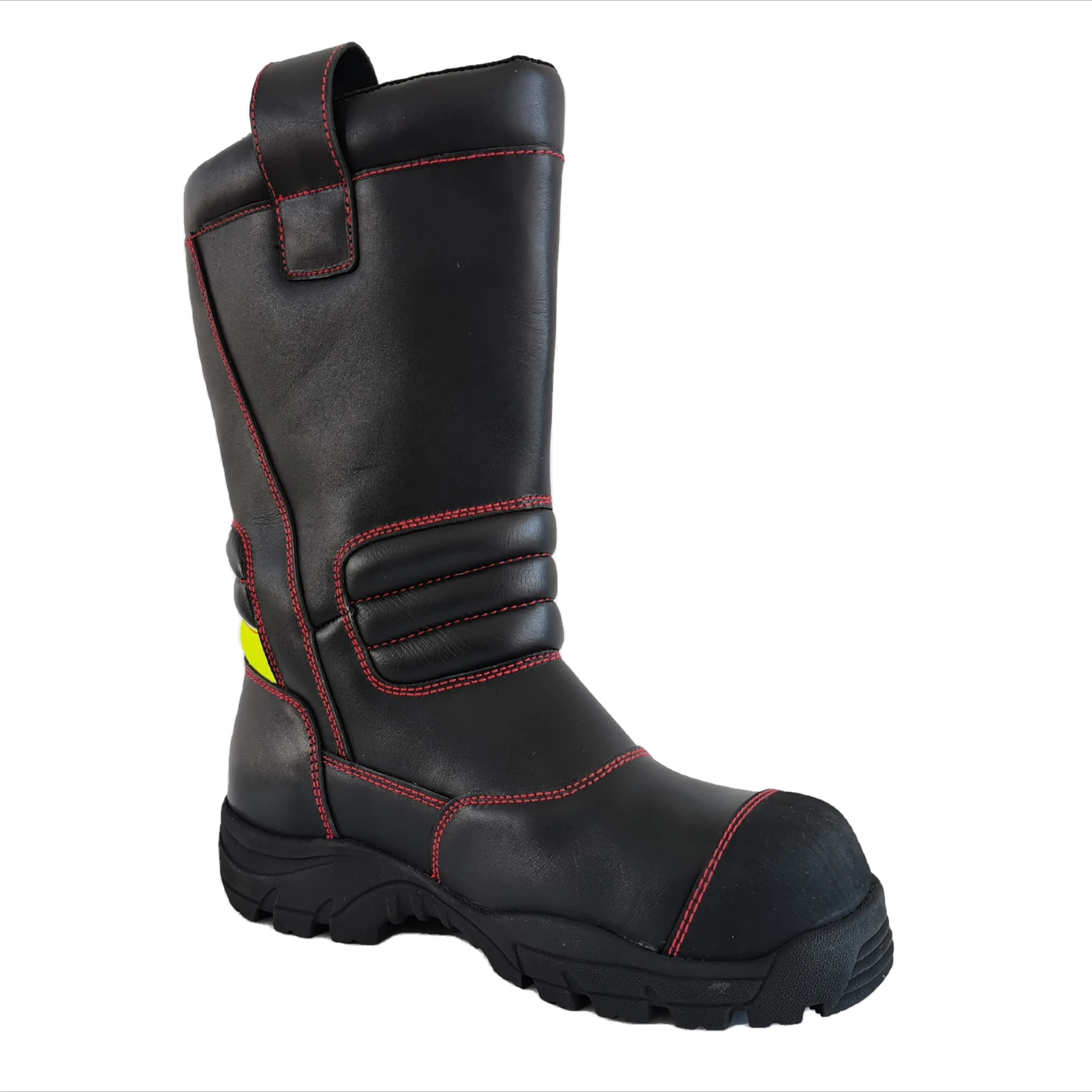 Slip On fire boots with Reflective Leather Fire fighter boots Flame retardant with Steel toe Oil resistant outsole