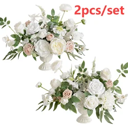 2pcs/set Artificial Flowers Fake Rose Bouquet Silk Floral Table Flower Ball Arrangement Road Lead Wedding Party Decor Backdrop