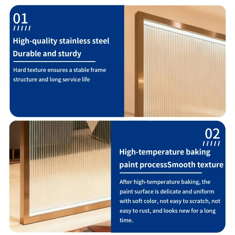 custom.Factory Customization Gold Glass and Stainless Steel Partition With Light Decorations Separator Screens & Room Dividers
