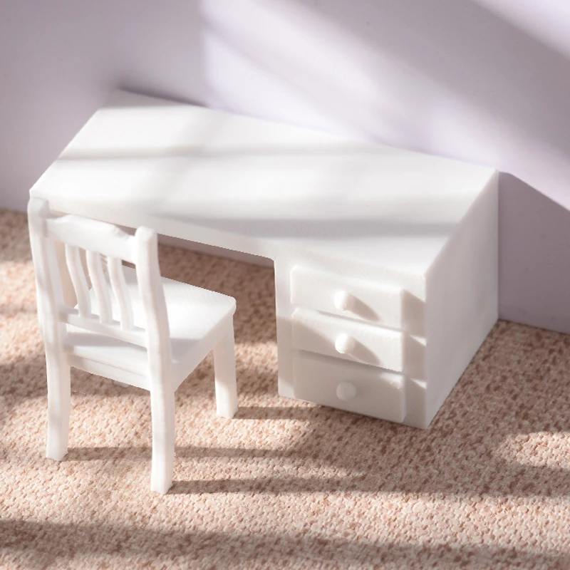 مقياس 1:20 مصغر أبيض لتقوم بها بنفسك ثلاثية الأبعاد أثاث مطبوع لعبة لدمية طاولة غرفة كرسي غسالة الثلاجة صوان