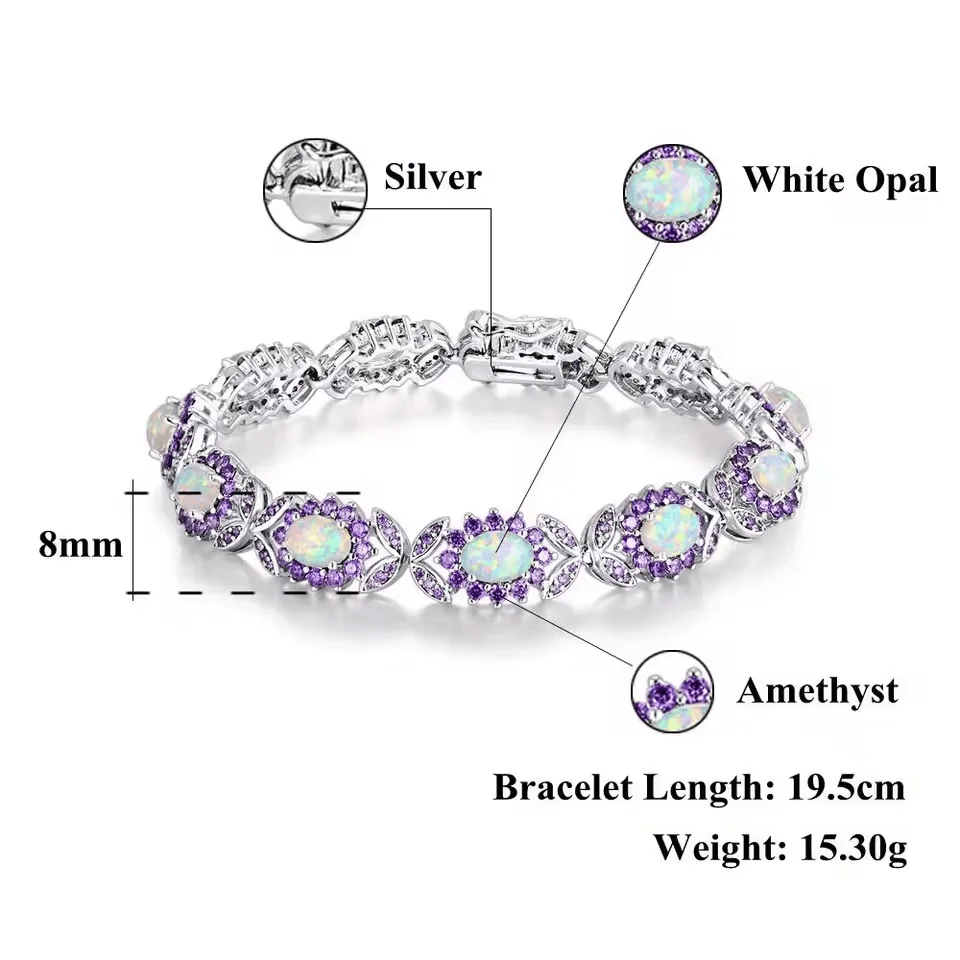 CiNily Exquisite Fire Opal Silver Plated Chain Bracelets for Anniversary Gift Women Fine Jewelry Bracelet OS691-92