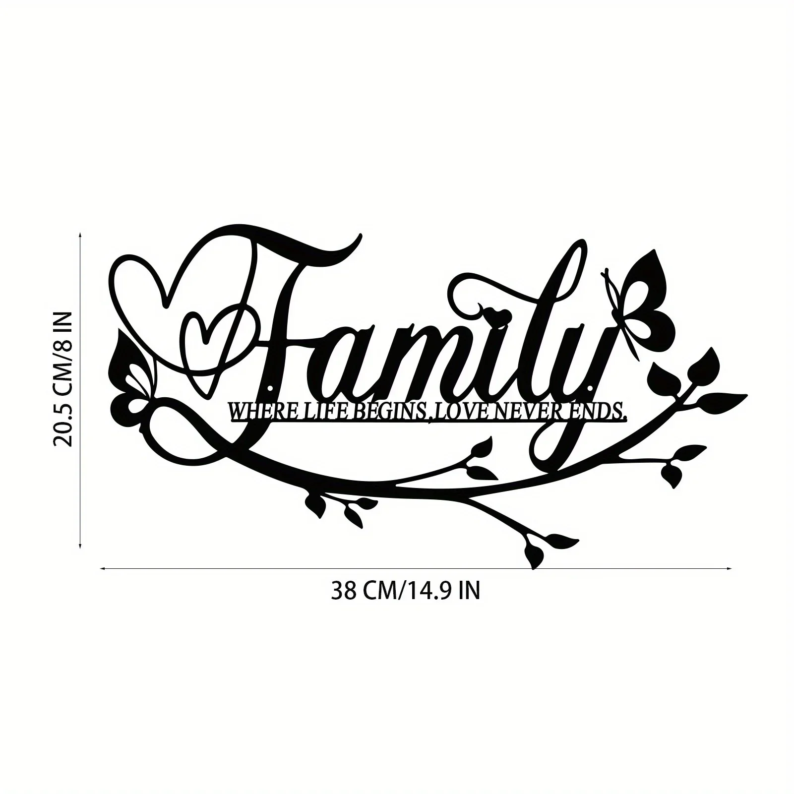 HelloYoung Home Decor, Wall Metal Home Sign, Black Wall Art Flower Letter Sign, Metal Happy Wall Art, for Home Wall Decorations