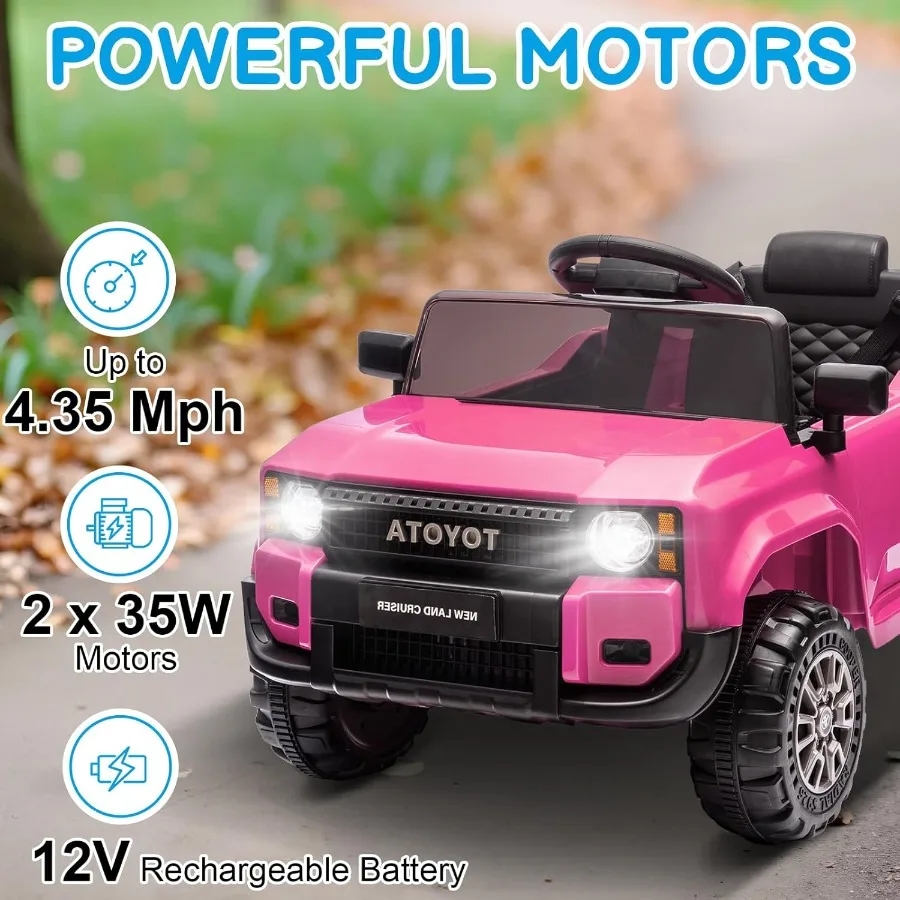 ركوب 12 فولت على السيارة، شاحنة تويوتا كيدز الكهربائية المرخصة للأطفال الصغار مع جهاز تحكم عن بعد، سيارة تعمل بالبطارية للأطفال بأبواب قابلة للفتح
