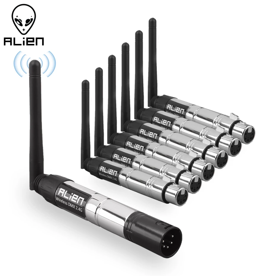 

ALIEN 5 Pin DIN Wireless 2.4G ISM DMX 512 Transmitter Receiver DFI Controller XLR DMX For Stage DJ PAR Moving Head Laser Light