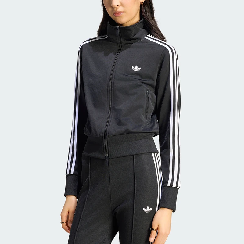 Adidas genuine clover women's casual fashion striped zipper jacket KV9552