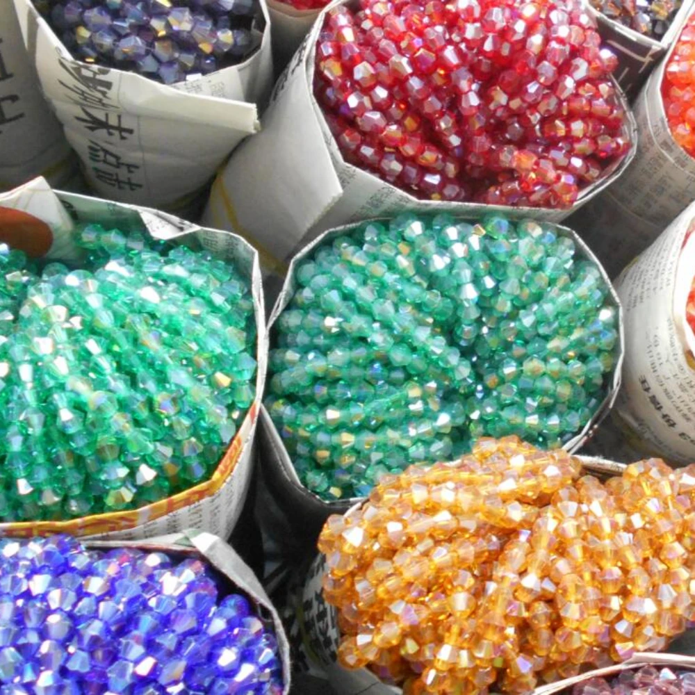 100pcs AB Colors Pick Color Bicone Loose Beads Glass Crystal Faceted Rondelle Bead for Jewelry Making