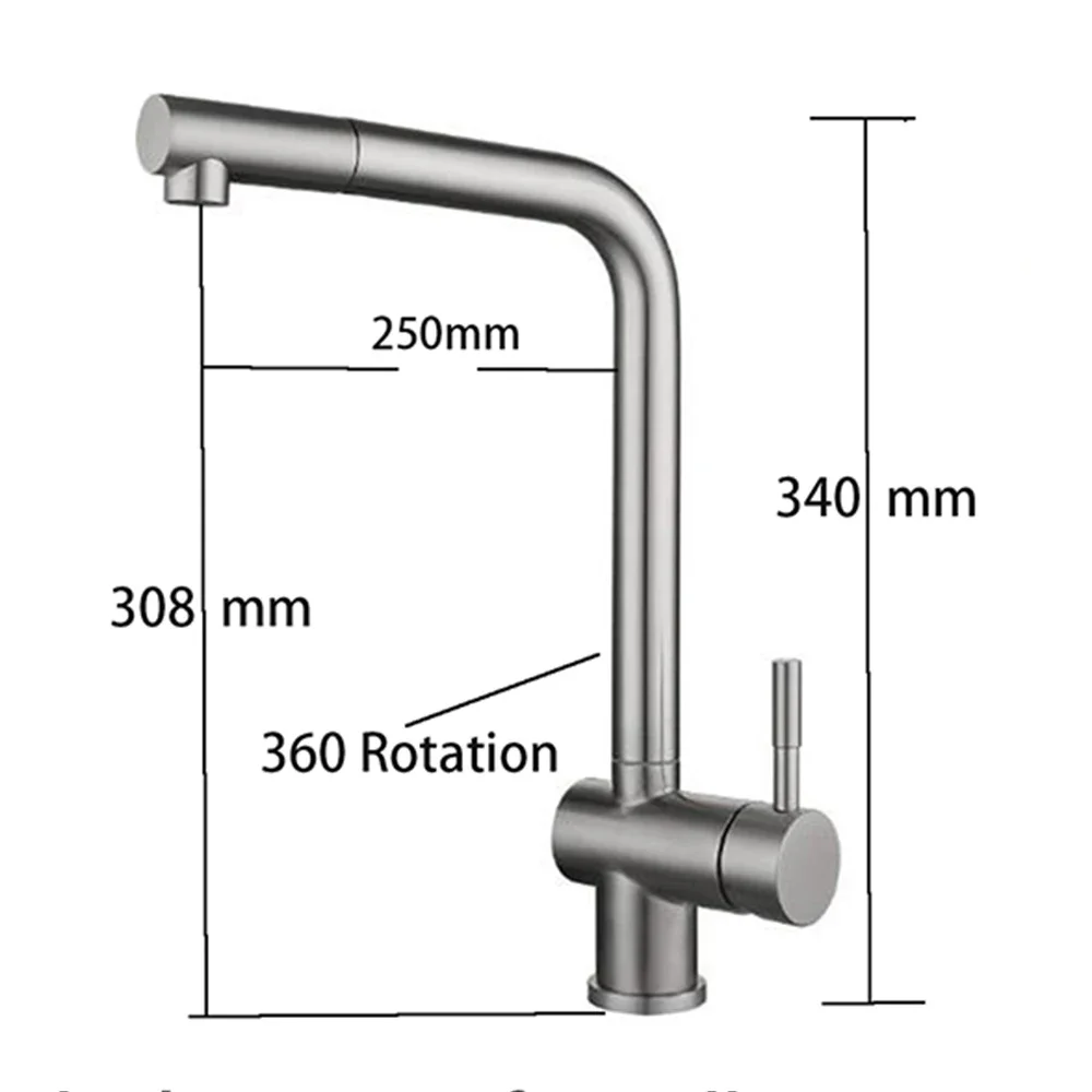 304 Stainless Steel Kitchen Basin Faucet , 360 Body Free Rotation Tap Nozzle With 40 Cm Hose Pulling Down ,Mixer Cold & Hold