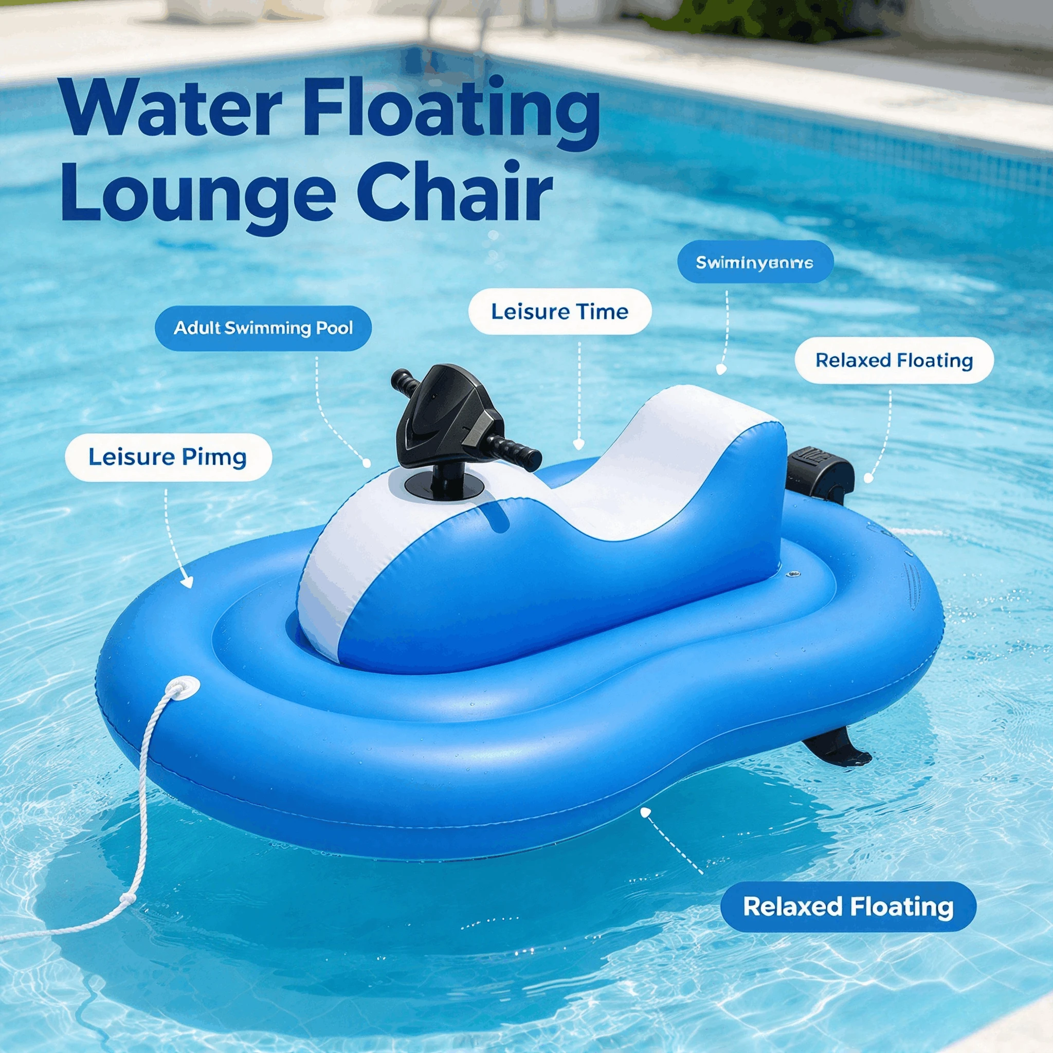 Inflatable Floating Row Electric Propeller Water Floating Lounge Chair Adult Swimming Pool Leisure PVC Floating Row