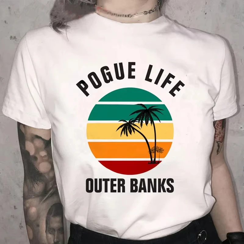 

Outer Banks Outerbanks Pogue Life Брендовые футболки с принтом Забавные летние женские футболки в стиле хип-хоп Уличная одежда Ulzzang Harajuku