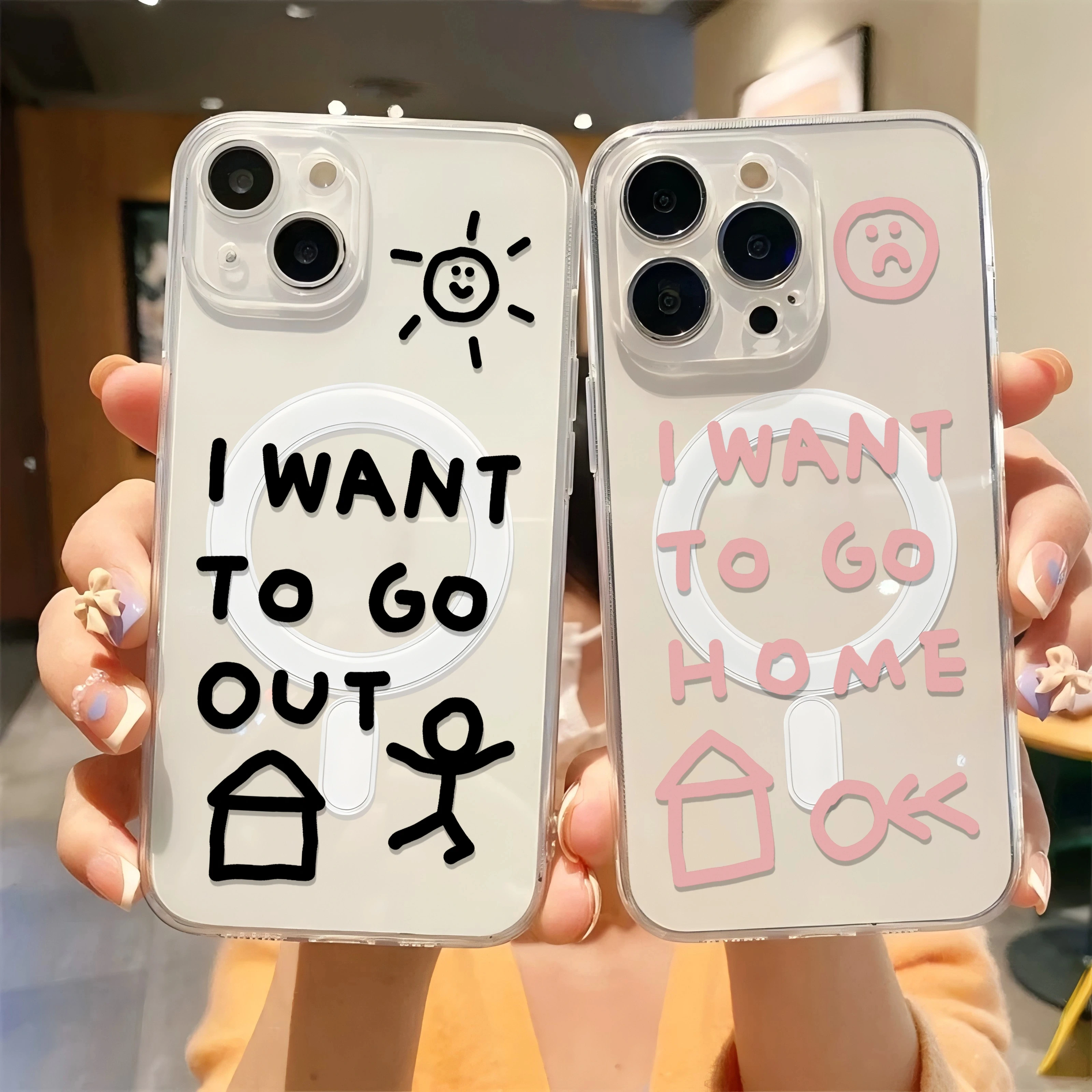 I Want To Go Home Magnetic Phone Case For iPhone 17 Air 16 E 15 14 13 12 11 Pro Max Plus Soft Clear Tpu Cover