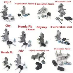 Full Car Lock cylinder For Honda Accord Civic Fit CRV City Central Control Door Lock Left Front Door Key
