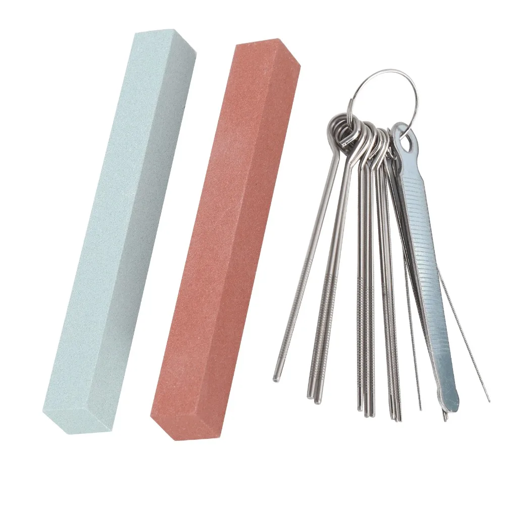 Durable Stainless Steel+Sharpening Stone Guitar Polishing Tool Multi-color Guitar Maintenance Kit Nut Saddle File For Guitar