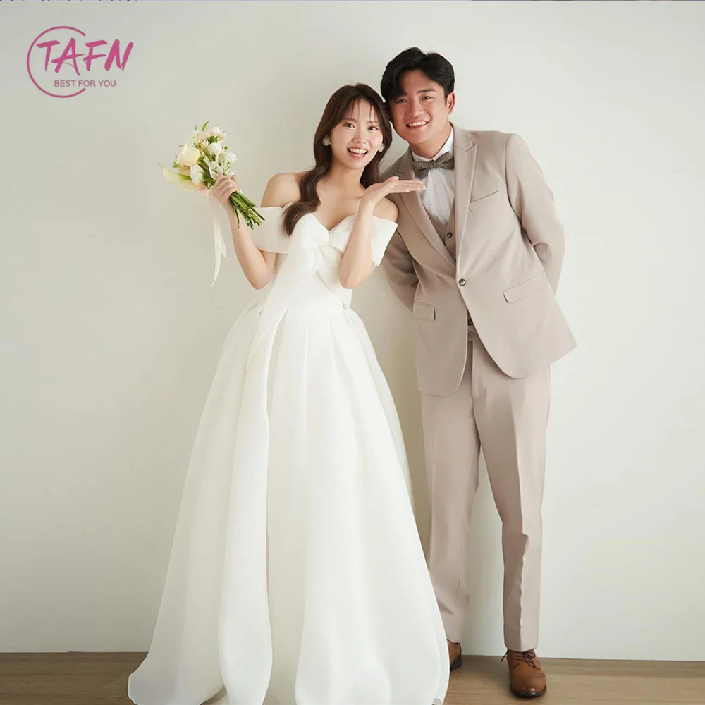 

TAFN A-line Wedding Dresses Off the Shoulder Elegant Bride Gowns Korea Floor-Length Custom Made Wedding Photo Shoot Dresses