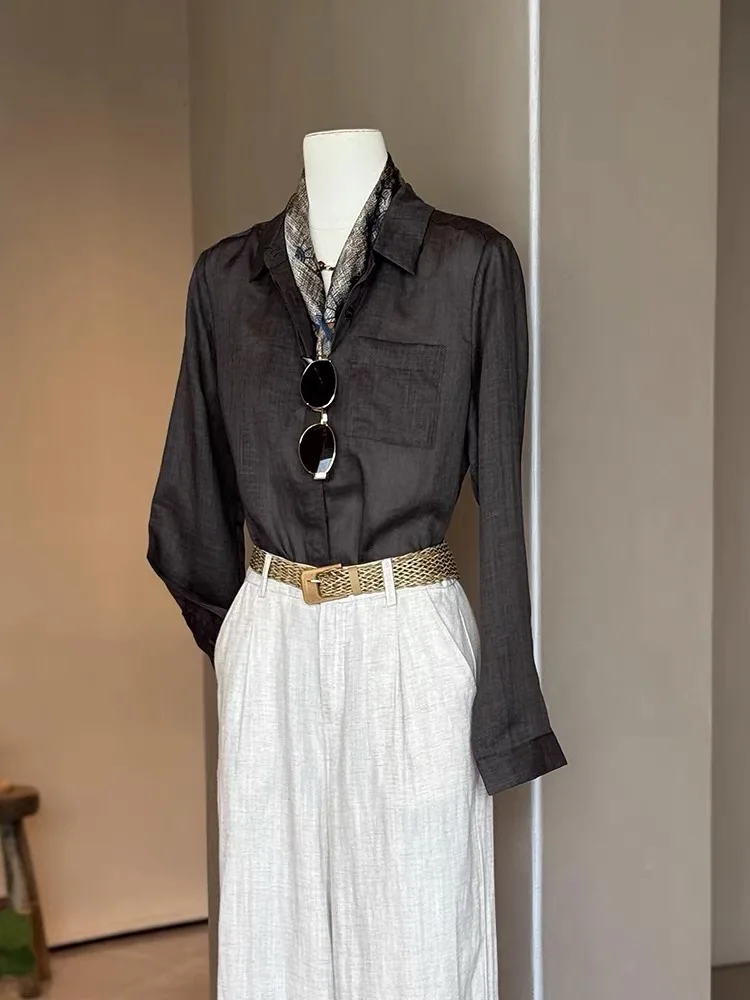 Lâche Long col Sve Protection solaire irt pour les femmes couleur café profond paresseux Sle climatisation haut coréen Sle S...