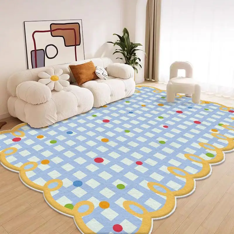 VIKAMA Girlish Bow Faux Cashmere Carpet For Bedroom, Anti-Slip And Easy To Maintain, Bedside Living Room Sofa Mat For Home Decor