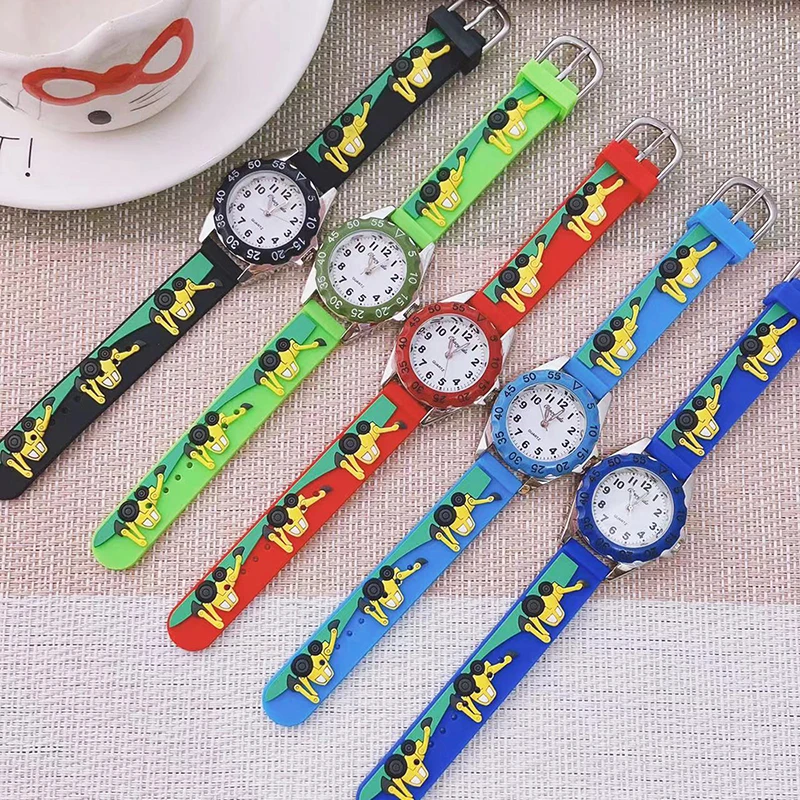 hello baby children girls boys cartoon silicone excavator quartz watches students little kids waterproof  sports watches clocks