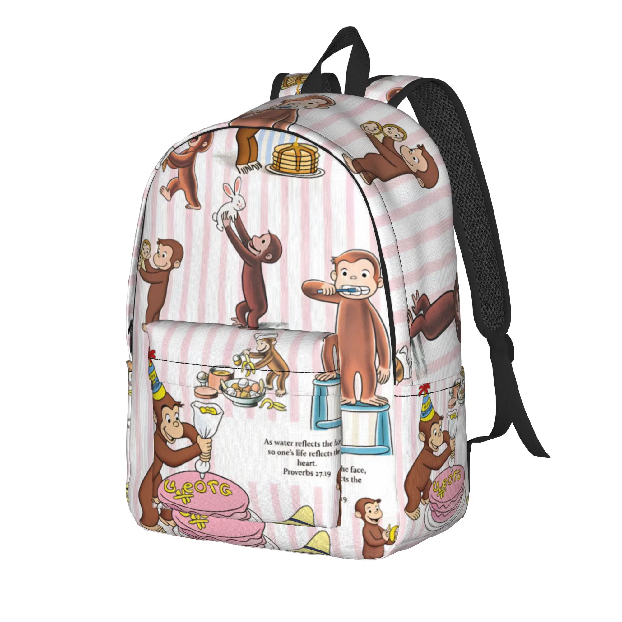 Curious George Dessert Activity Stickers Backpack  Travel Backpacks Girl Kawaii School Bags Designer Big Rucksack