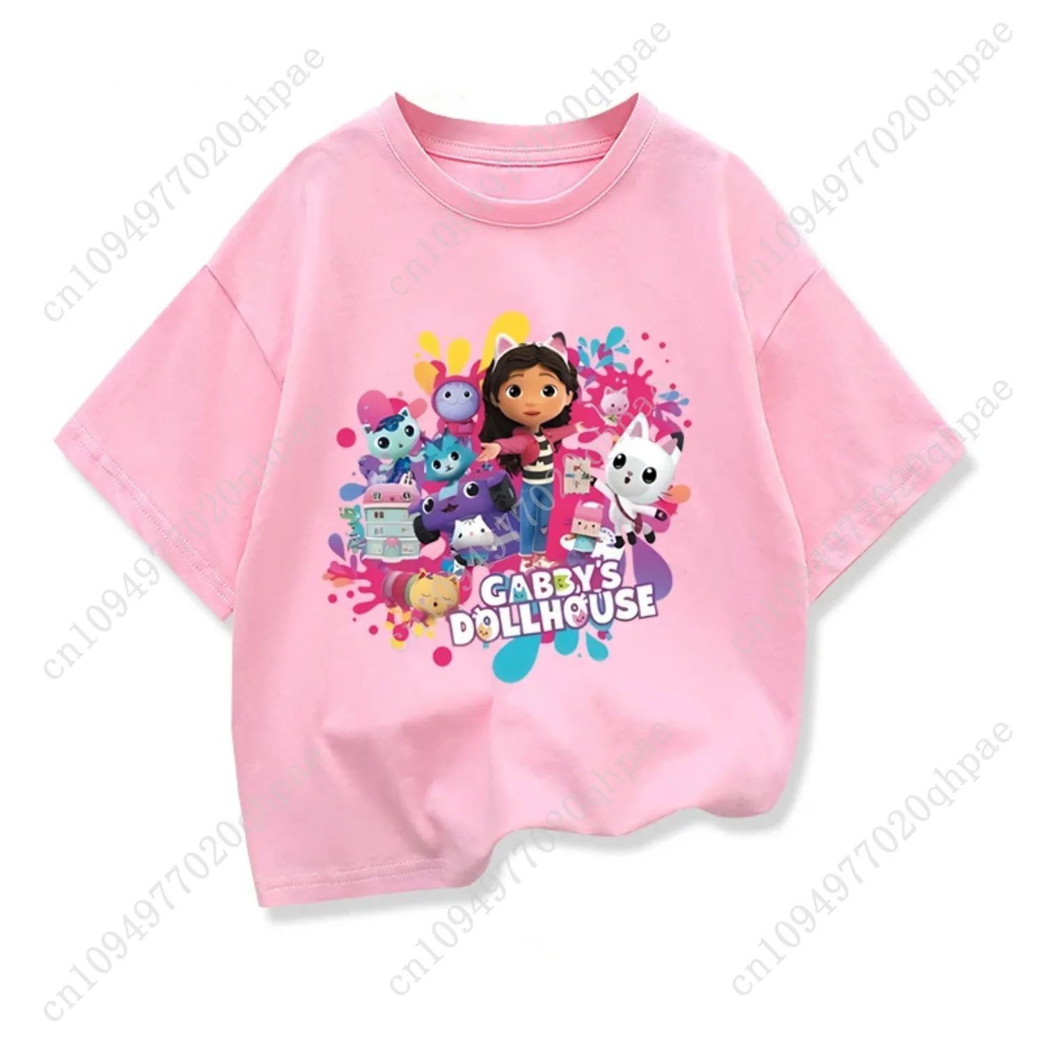 Camiseta de verano para niñas, camisetas de manga corta, camiseta de casa de muñecas Kawaii Gabbys para niñas, camisetas de gatos Gabby, ropa para niños