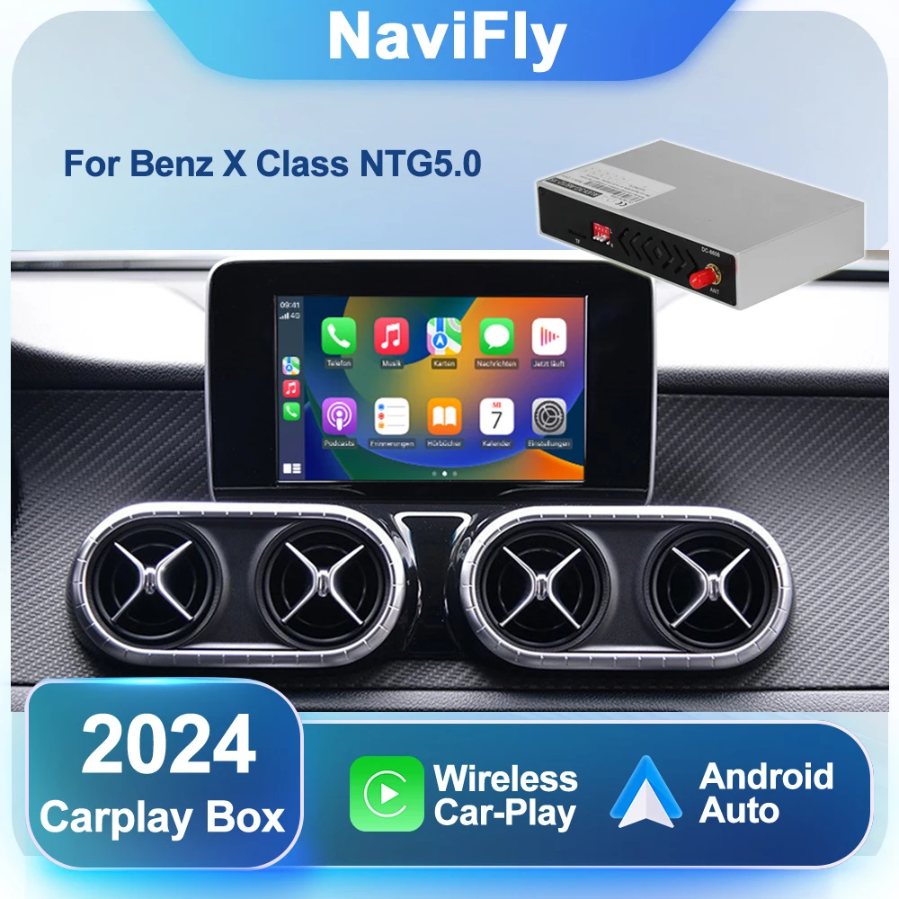 NaviFly EU Stock Wireless CarPlay Android Auto Mirror Interface AI Box  For Mercedes Benz X Class X200 X220D X250D X350D NTG5.0