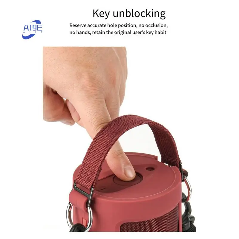 

A19E-For UE Boom 3 Bluetooth Speaker Silicone Protective Case, Speaker Protective Case With Carabiner Hook Shoulder Strap