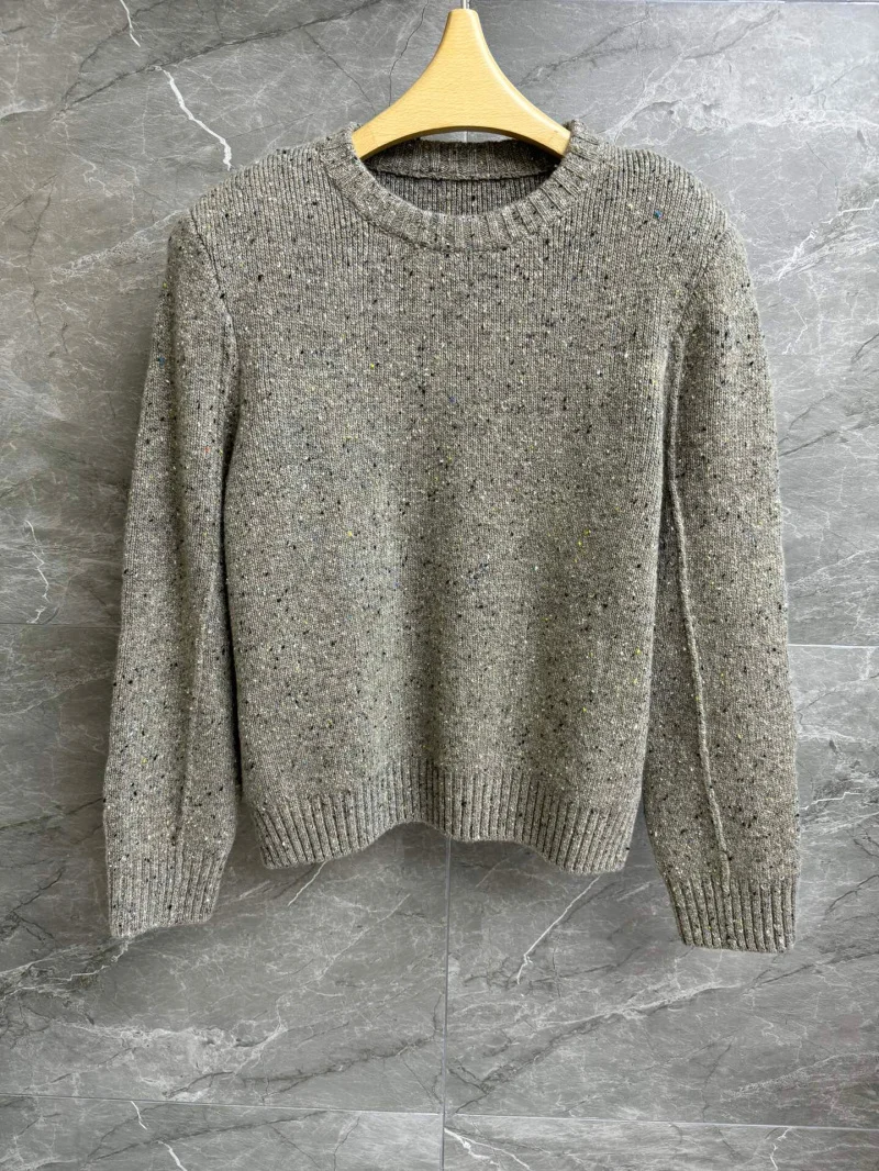 2024 Autumn New Women's Sweater Fashionable, Exquisite, Casual, Versatile Long Sleeve Knitted Wool Blended Shoulder Pad Sweater