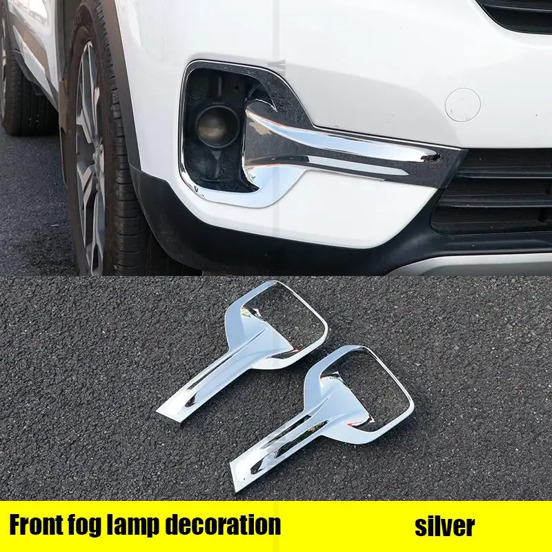 for Kia Seltos kx3 2019 2021 2022 car front fog lamp decorative frame covering ABS high-gloss modification decoration