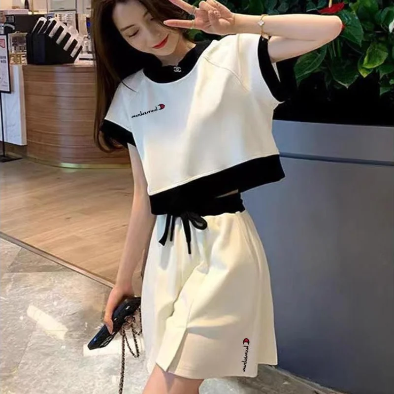 Women\'s Short Sets 2 Pieces Korean Style Sleeve Female Shorts Summer Fashion 2024 Complete Two Tailor Ensembles Two-piece Full