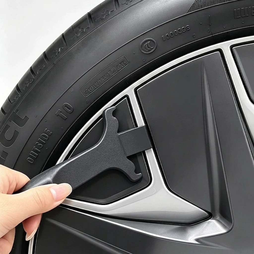 Kratzfreies Werkzeug zum Entfernen von Radnabenkappen, Hebelwerkzeug für Tesla Model 3 Y S X Radmutternabdeckung Felgenkappen-Entfernung Reifenwechsel Auto-Zubehör – Detail 4