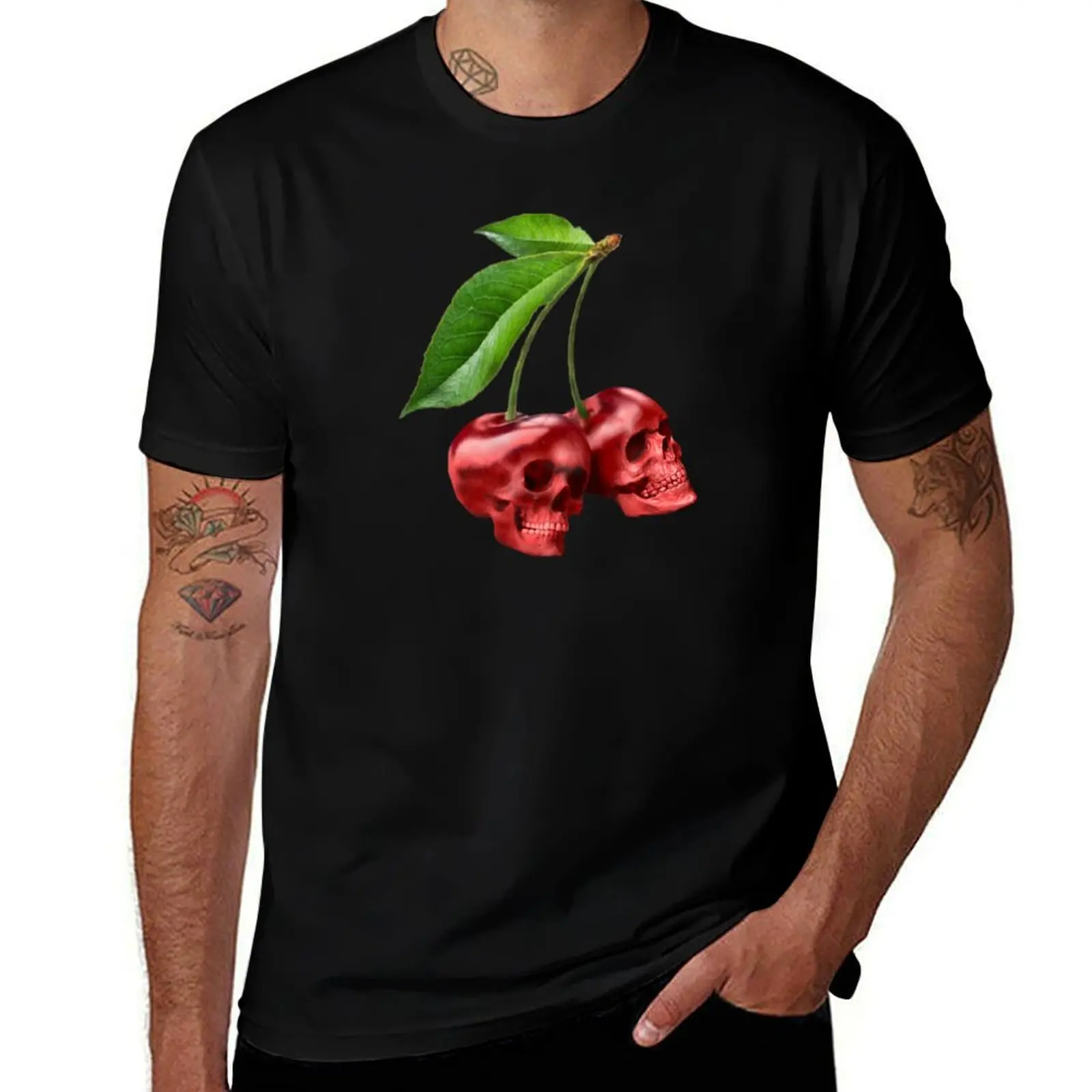 Skull-Cherry Cherry Skull T-Shirt Trend Art Print T-Shirt