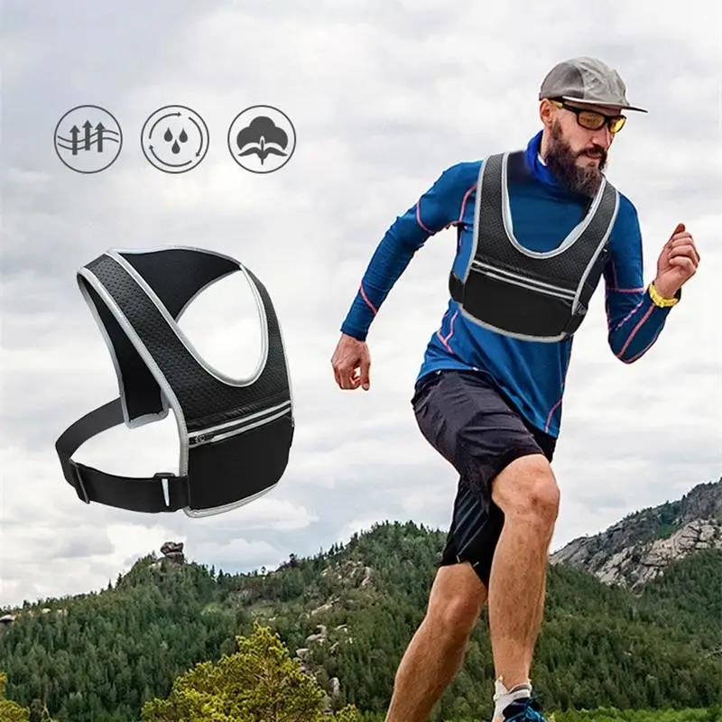 

Running Vest Phone Holder Lightweight Adjustable Reflective Jogging Vest Pack Water Resistant Run Vest For Men Women Chest Phone