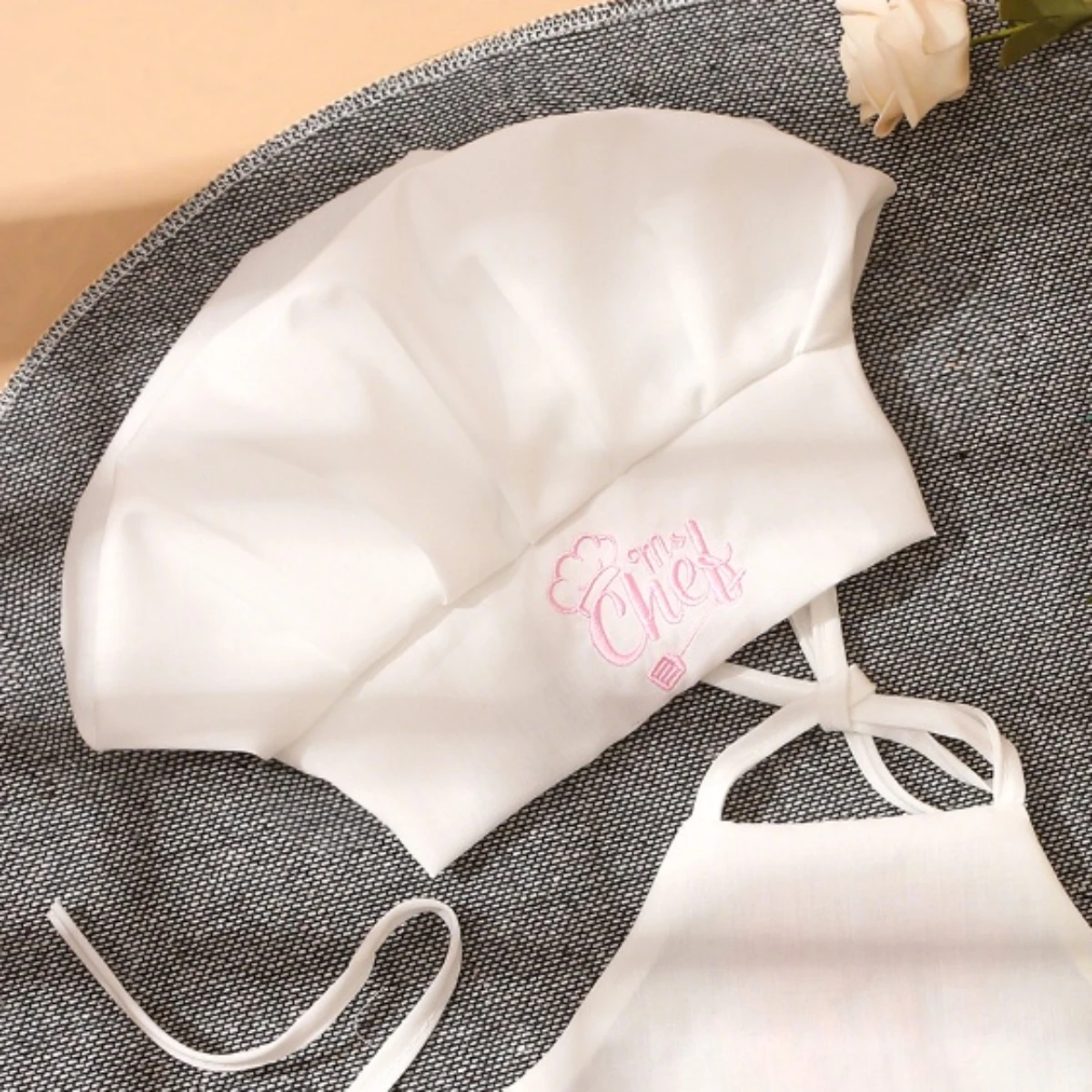 Ylsteed 2Pcs Set Newborn Girl Chef Pocket Apron for Photo Shooting Cute Little Chef Embroidery Baby Photography Outfits