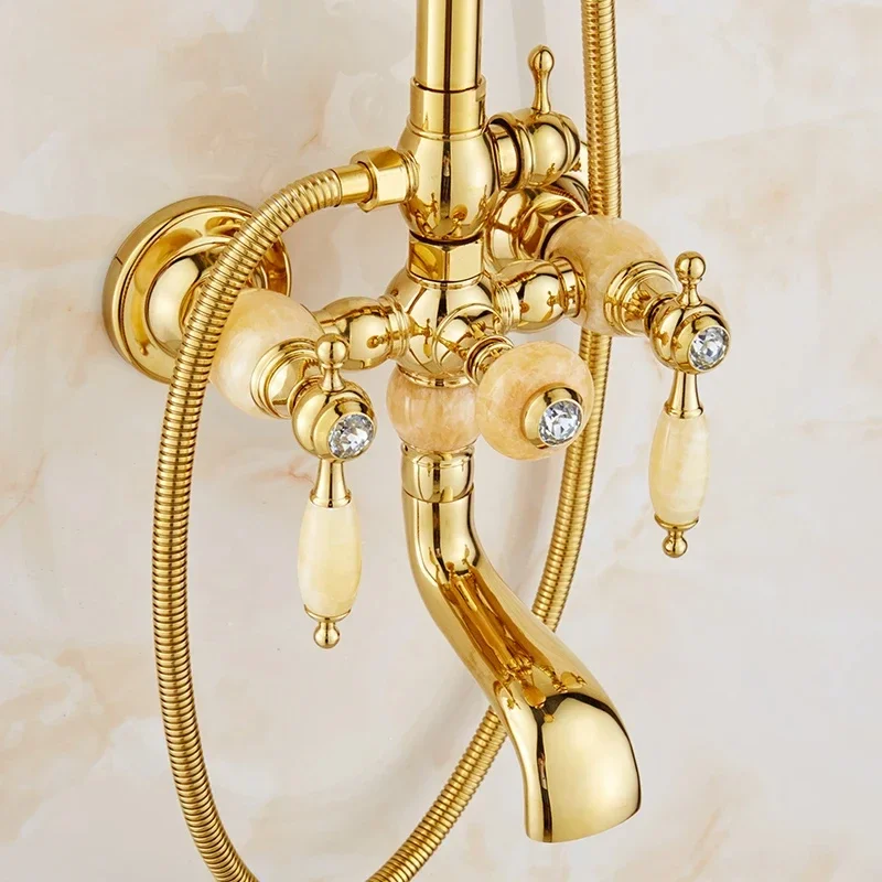 Shower Set Faucets Bathroom Mixer Taps Top Spray Rainfall Shower Head Washing Faucet Antique Shower System Plumbing Crane