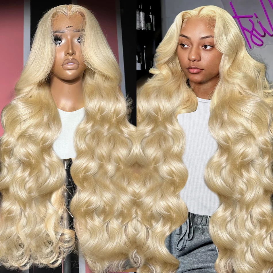 MELODIE 13x4 13x6 Honey Blond Lace Frontal Wig 30 Inch 613 HD Transparent Human Hair Wig 180% Body Wave Blond Wig Brazilian Wig