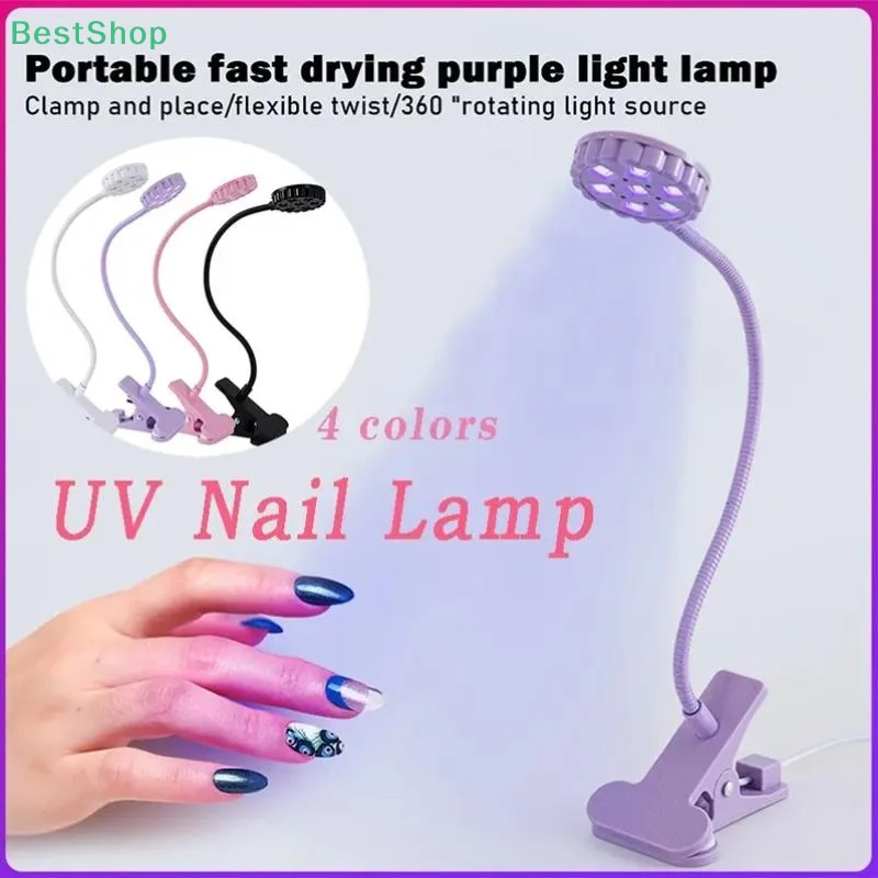 UV-licht nageldroger 6W 360 °   LED Clip Nagellamp Flexibel Bureau UV Licht Voor Gel Polish Voor Salon Thuis Dagelijks Gebruik