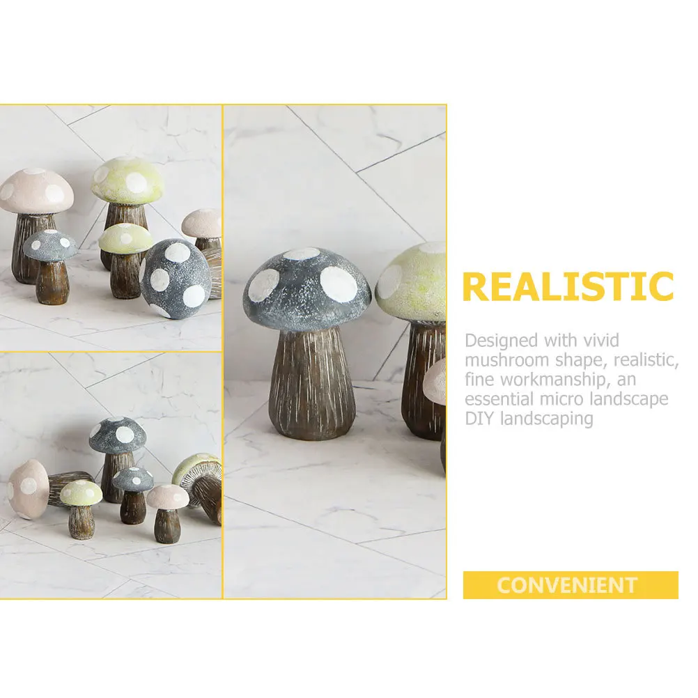 

2Pcs Desktop Decoration Mushroom Statue Resin Garden Ornaments Cute Micro Landscape Outdoor Home Decor Unique DIY Bonsai