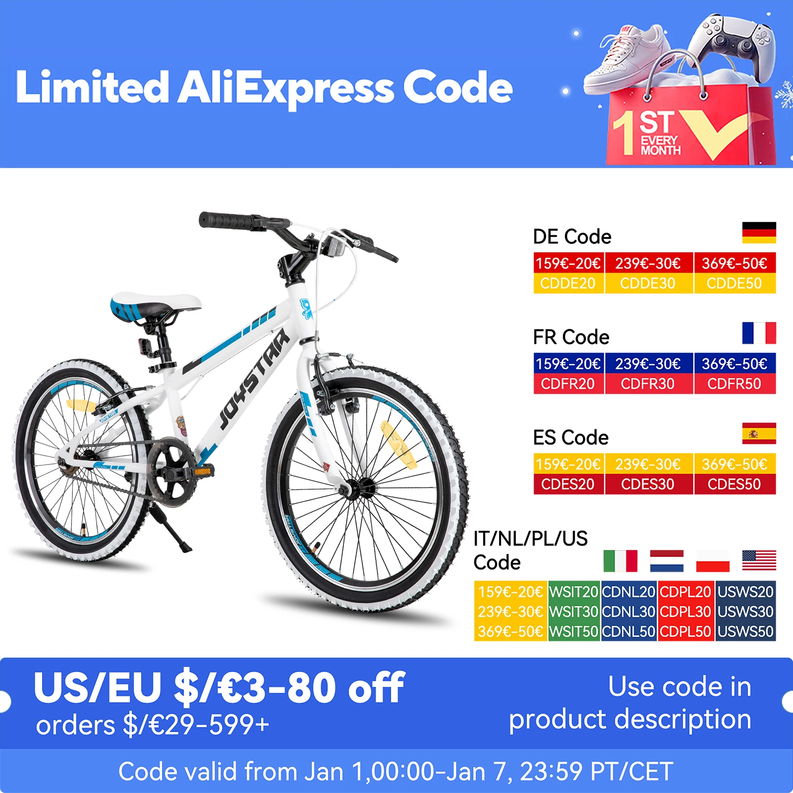 JOYSTAR Lubbock 20 Inch Kids Bike for Boys & Girls Ages 7-10 Years 20