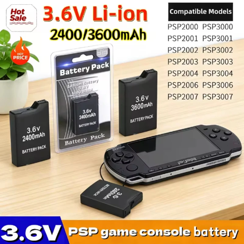 3600mAh for SONY PSP2000 Handheld Game Console Backup Battery Pack 2400mAh for SONY PS Lite PSP-2000 PSP-3000 PSP-3004 Batteries
