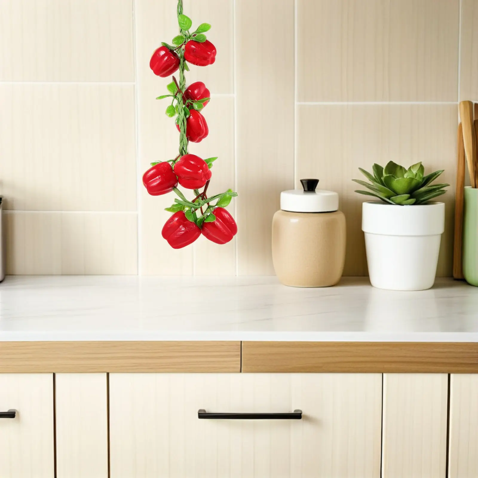 5Pcs Lifelike Simulation Hot Chili Peppers Artificial Red Pepper Hanging String Kitchen Party Supermarket Decoration Photography