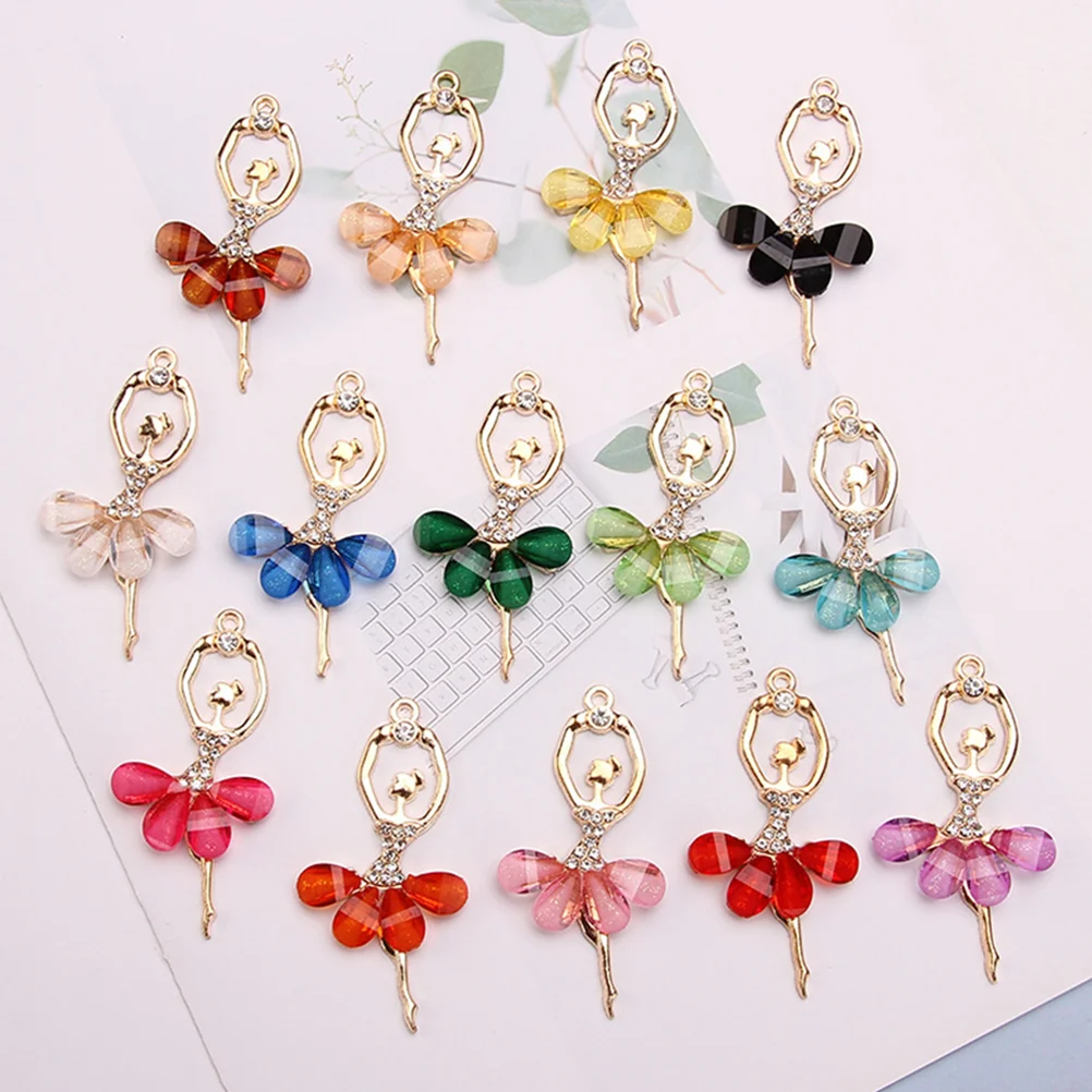 14 Pcs Ballet Girl Pendant Charm Necklace Dancer Charms Jewelry Holder for Pendants Making Supply Alloy DIY