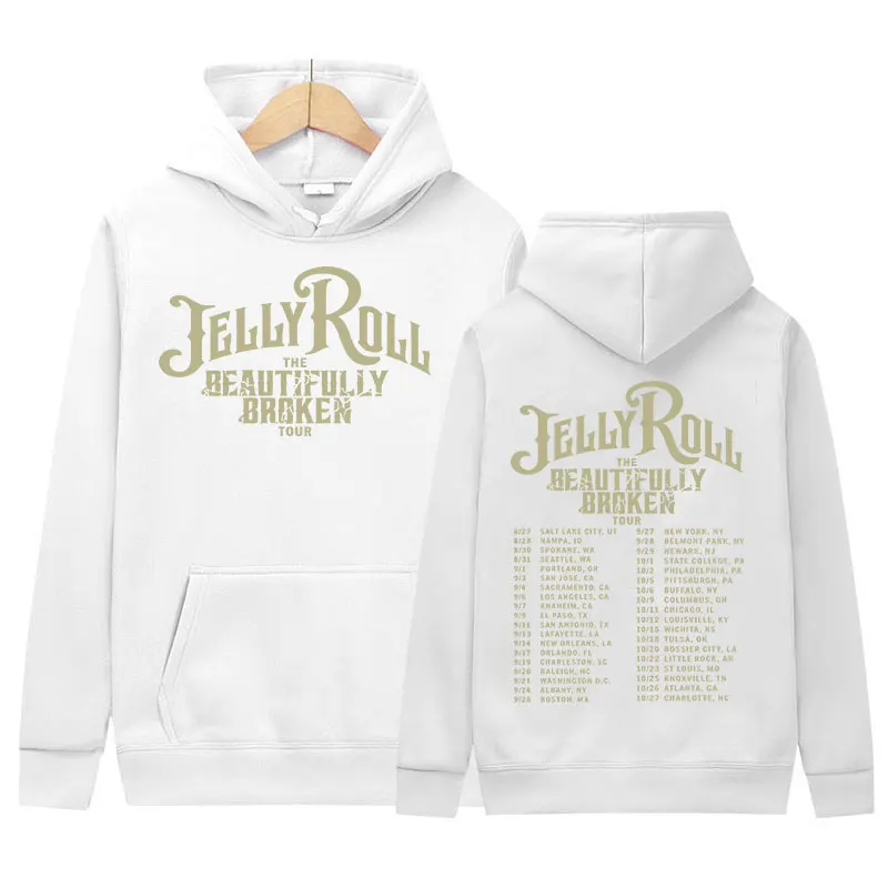 Jelly Roll The Beautifully Broken Tour 2024 Hoodie Men Women Hip Hop Retro Pullover Sweatshirt Fashion Oversized Clothing hooded