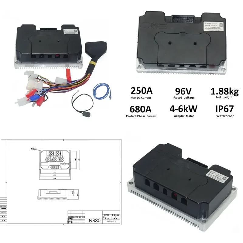 for SIAECOSYS 250 Fardriver Nd96680 Encoder 96V 250A 680A Programmable DC Controller Intelligent Motor MCU Controller Hot