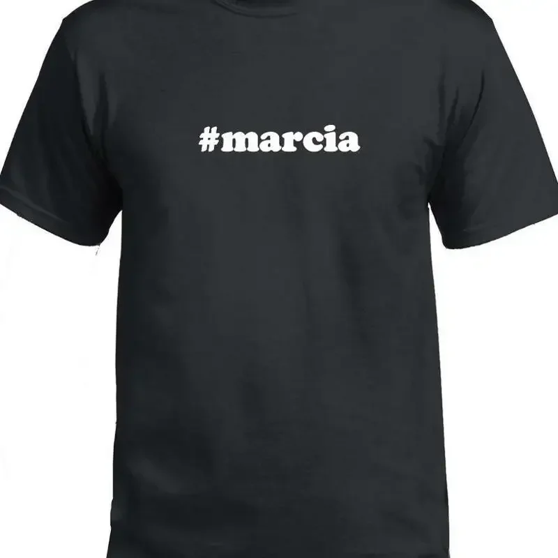 marcia T shirt Hashtag Funny Black White Cotton
