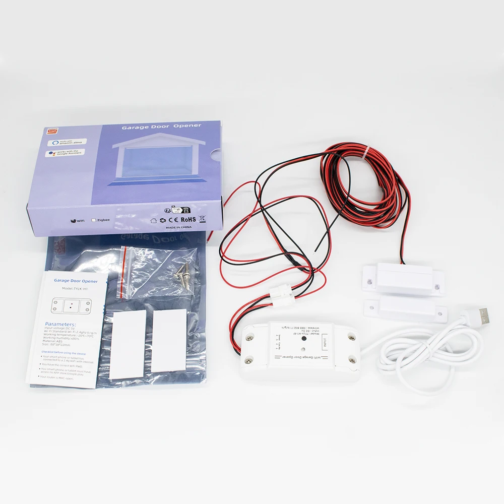 Tuya スマートスイッチモジュール、WiFi および 433MHz RF リモコンガレージドア、ドアマグネットサポート Google ホーム Alexa 音声コントロール